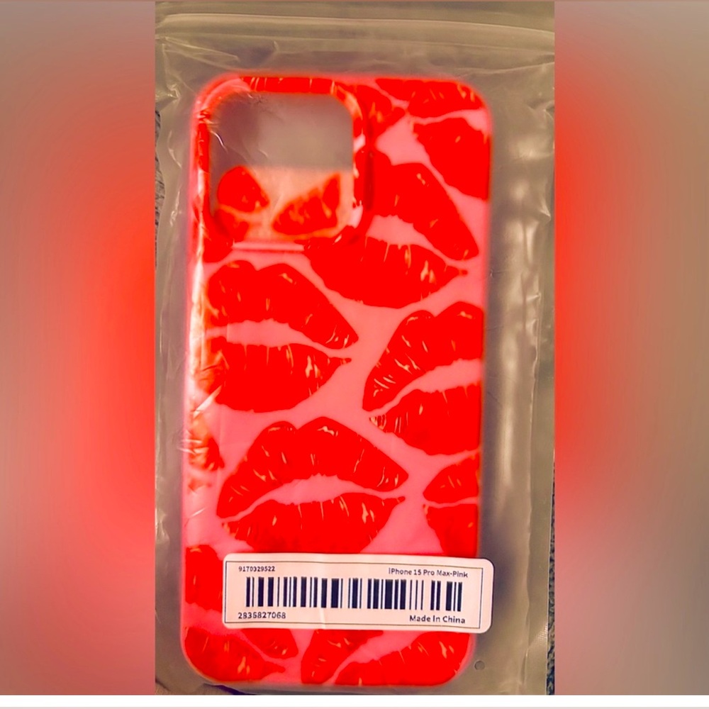 🔥HOT , rare brand new💋 iphone 15 pro man Mobile Pink Red 💋 Phone Case,